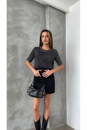 تیشرت طوسی زنانه رگولار Ecenin Favorileri - کد 921587512