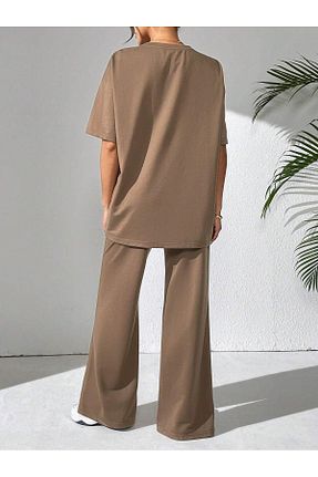 ست بالاتنه و پائین تنه سایز بزرگ قهوه ای زنانه فاق نرمال aynewmoda - کد 921593370