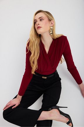 بلوز زرشکی زنانه رگولار Rays - کد 921589017