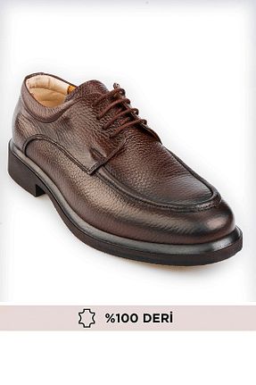 کفش کلاسیک قهوه ای مردانه چرم خالص depderi - کد 921598006
