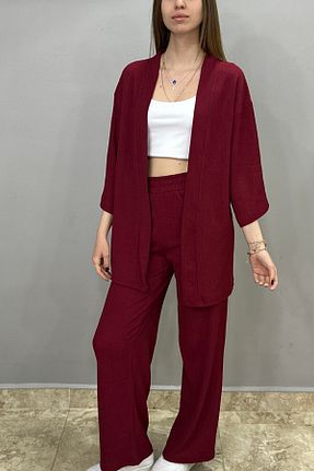 ست بالاتنه و پائین تنه زرشکی زنانه بافت Tam Moda - کد 921590778