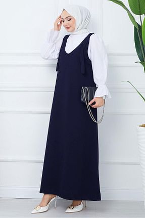 لباس حجاب سرمه ای زنانه Fitted hafsamina - کد 921598095