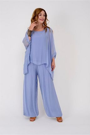 ست بالاتنه و پائین تنه آبی زنانه بافتنی Bohem Stil - کد 925880077