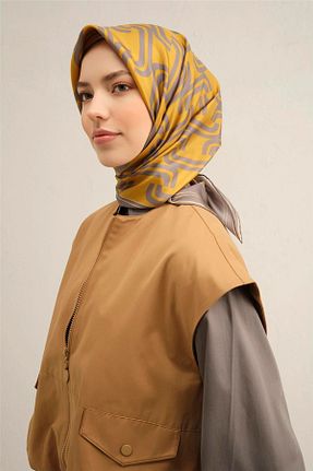 روسری زرد کرپ ساتن ابریشم Armine - کد 921639956
