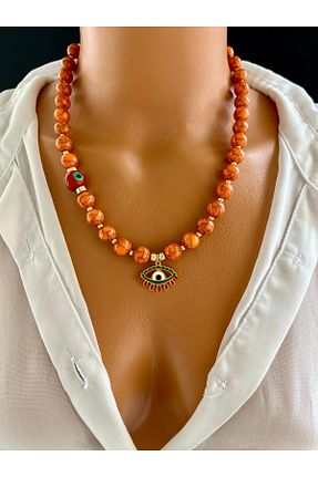 گردنبند جواهر نارنجی زنانه منجق Limi Design - کد 906251643