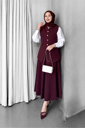 ست بالاتنه و پائین تنه زرشکی زنانه بافتنی Avakado - کد 921645853