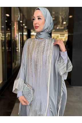 کافتان و کیمونو حجاب طوسی زنانه مخلوط پلی استر fiore fashion - کد 903242259