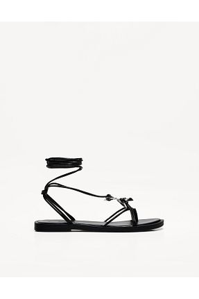 صندل مشکی زنانه پاشنه تخت Bershka - کد 36759397