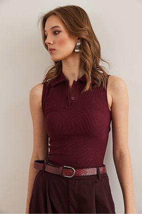 بلوز زرشکی زنانه ساده Olalook - کد 917527619