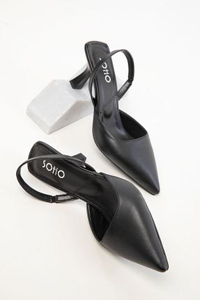 کفش پاشنه بلند کلاسیک مشکی زنانه چرم مصنوعی SOHO - کد 905040334