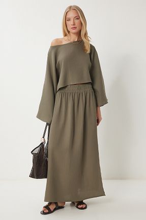 ست بالاتنه و پائین تنه خاکی زنانه رگولار Happiness İstanbul - کد 920862606