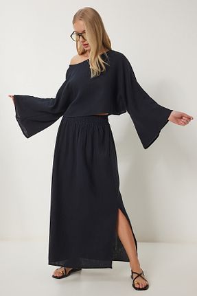 ست بالاتنه و پائین تنه مشکی زنانه رگولار Happiness İstanbul - کد 920862605