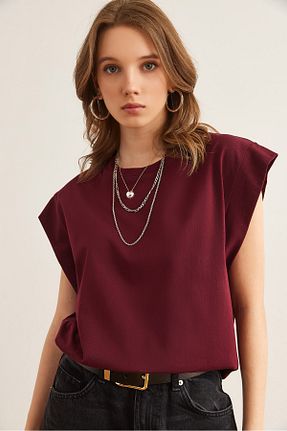تیشرت زرشکی زنانه رگولار Olalook - کد 921280183
