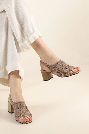 صندل بژ زنانه پاشنه ضخیم POPULARSHOP - کد 917796508