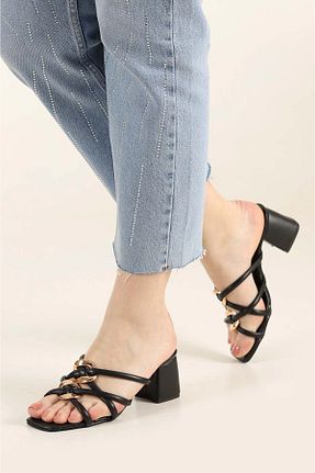 دمپائی مشکی زنانه چرم مصنوعی POPULARSHOP - کد 917801927