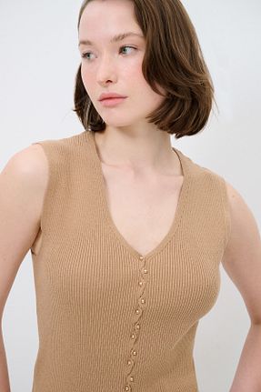 بلوز قهوه ای زنانه ساده adL - کد 906411108