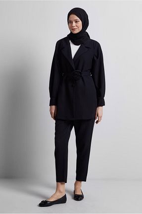 ست بالاتنه و پائین تنه حجاب مشکی زنانه رگولار TRENDTESETTÜR - کد 917805571