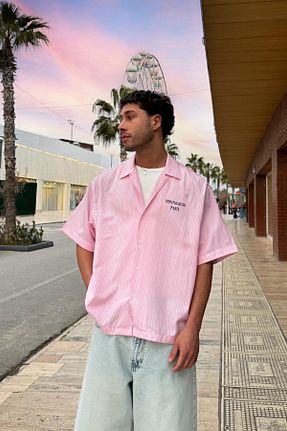 پیراهن صورتی مردانه اورسایز Flaw Wear - کد 917807799