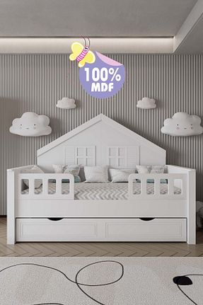 تخت خواب بچه گانه و مونته سوری سفید MDF Coala - کد 832799741