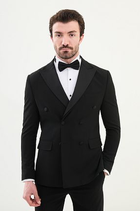 کت و شلوار مشکی مردانه یقه پرستوئی Mcr - کد 917811638