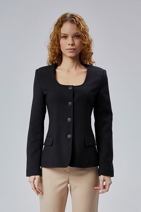 کت بلیزر مشکی زنانه مخلوط پلی استر Bolivente - کد 917837539