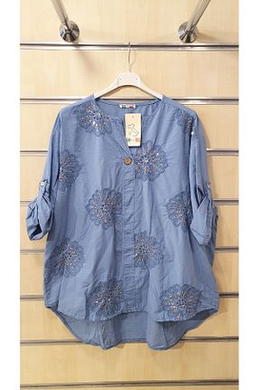 بلوز آبی زنانه گلدار Park Moda - کد 917831964