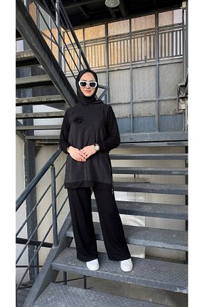 ست بالاتنه و پائین تنه حجاب مشکی زنانه رگولار EBRU ALTAŞ - کد 917841249