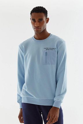 سوئیشرت آبی مردانه ساده Benetton - کد 772147479