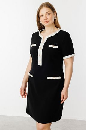 لباس سایز بزرگ مشکی زنانه پلی استر Ekol - کد 917935575