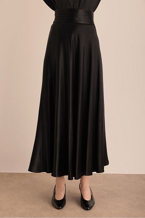 دامن مشکی زنانه ساتن Aker - کد 917992415