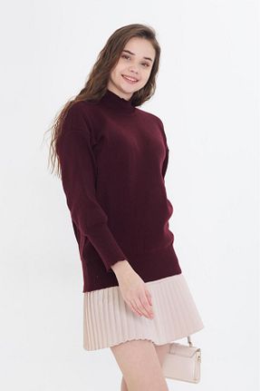 پلیور زرشکی زنانه ساده GÜMÜŞ COLLECTİONS - کد 918050616