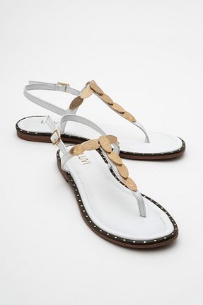 صندل سفید زنانه پاشنه تخت luvishoes - کد 918107087