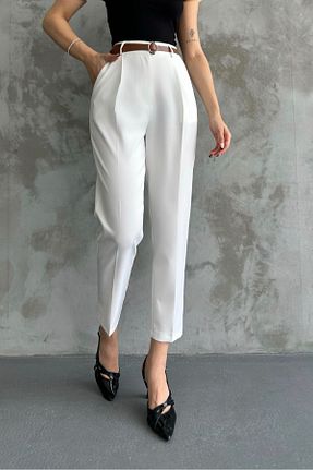 شلوار سفید زنانه پارچه macharel jeans - کد 741485076