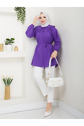 تونیک حجاب بنفش زنانه پنبه ای moda periy - کد 919787323