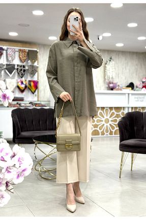 تونیک حجاب خاکی زنانه بافتنی Magazin - کد 919810306