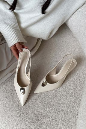 کفش پاشنه بلند کلاسیک بژ زنانه چرم مصنوعی NİŞANTAŞI SHOES - کد 917810102