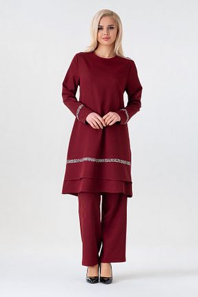 ست بالاتنه و پائین تنه حجاب زرشکی زنانه رگولار Fashion Showcase - کد 919886963