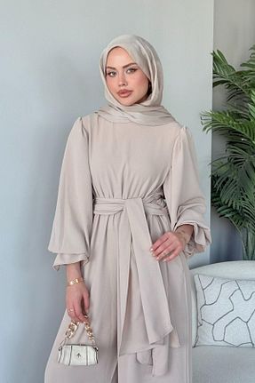 سرهمی حجاب بژ رگولار HAZA MODA - کد 919900903