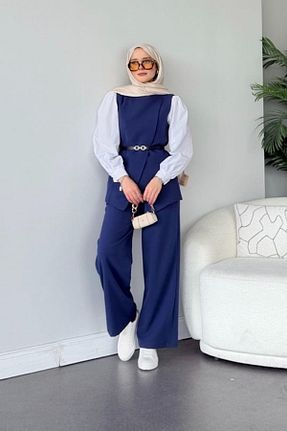 ست بالاتنه و پائین تنه سرمه ای زنانه بافتنی The Moda - کد 902214868