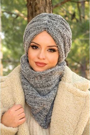 کلاه طوسی زنانه Aişe Tesettür - کد 887071217