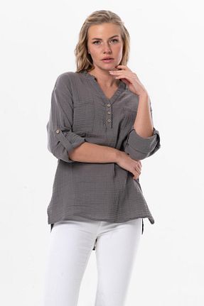 بلوز طوسی زنانه ساده Eliş Şile Bezi - کد 806560831