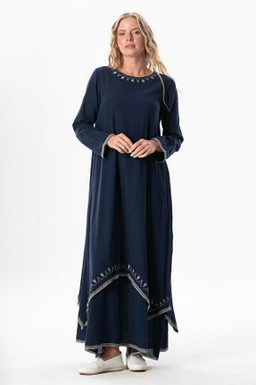 لباس حجاب سرمه ای زنانه رگولار Eliş Şile Bezi - کد 919933214