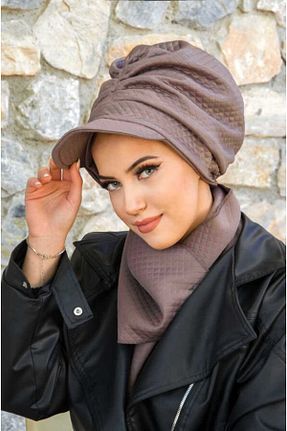 کلاه قهوه ای زنانه پنبه ای Aişe Tesettür - کد 871358716