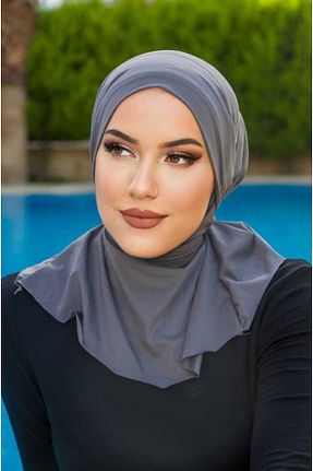 کلاه شنای حجاب طوسی زنانه Aişe Tesettür - کد 840433278