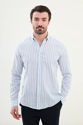پیراهن آبی مردانه اسلیم فیت Mcr - کد 919960535