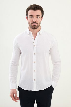 پیراهن سفید مردانه اسلیم فیت Mcr - کد 919960436