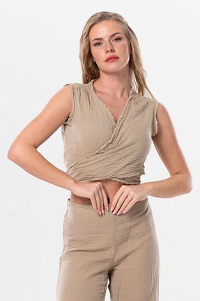 بلوز قهوه ای زنانه ساده Eliş Şile Bezi - کد 807258886
