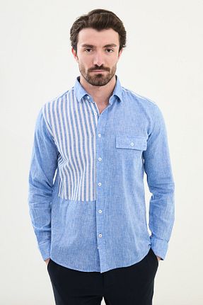 پیراهن سرمه ای مردانه اسلیم فیت Mcr - کد 919960857