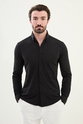پیراهن مشکی مردانه اسلیم فیت Mcr - کد 919961022