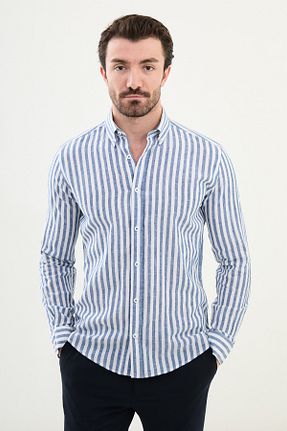 پیراهن سرمه ای مردانه اسلیم فیت Mcr - کد 919960599